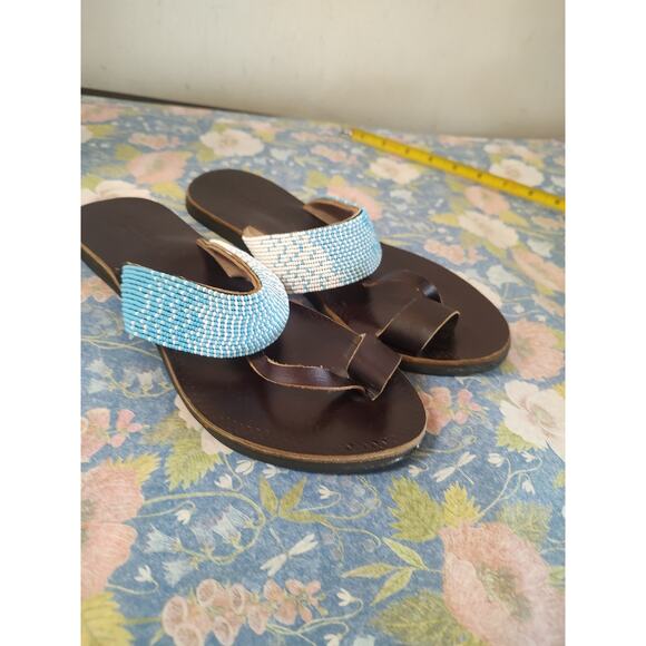 Anthropologie Seeded Hand Sewn Beaded Sandals Size 8 - Picture 3 of 12